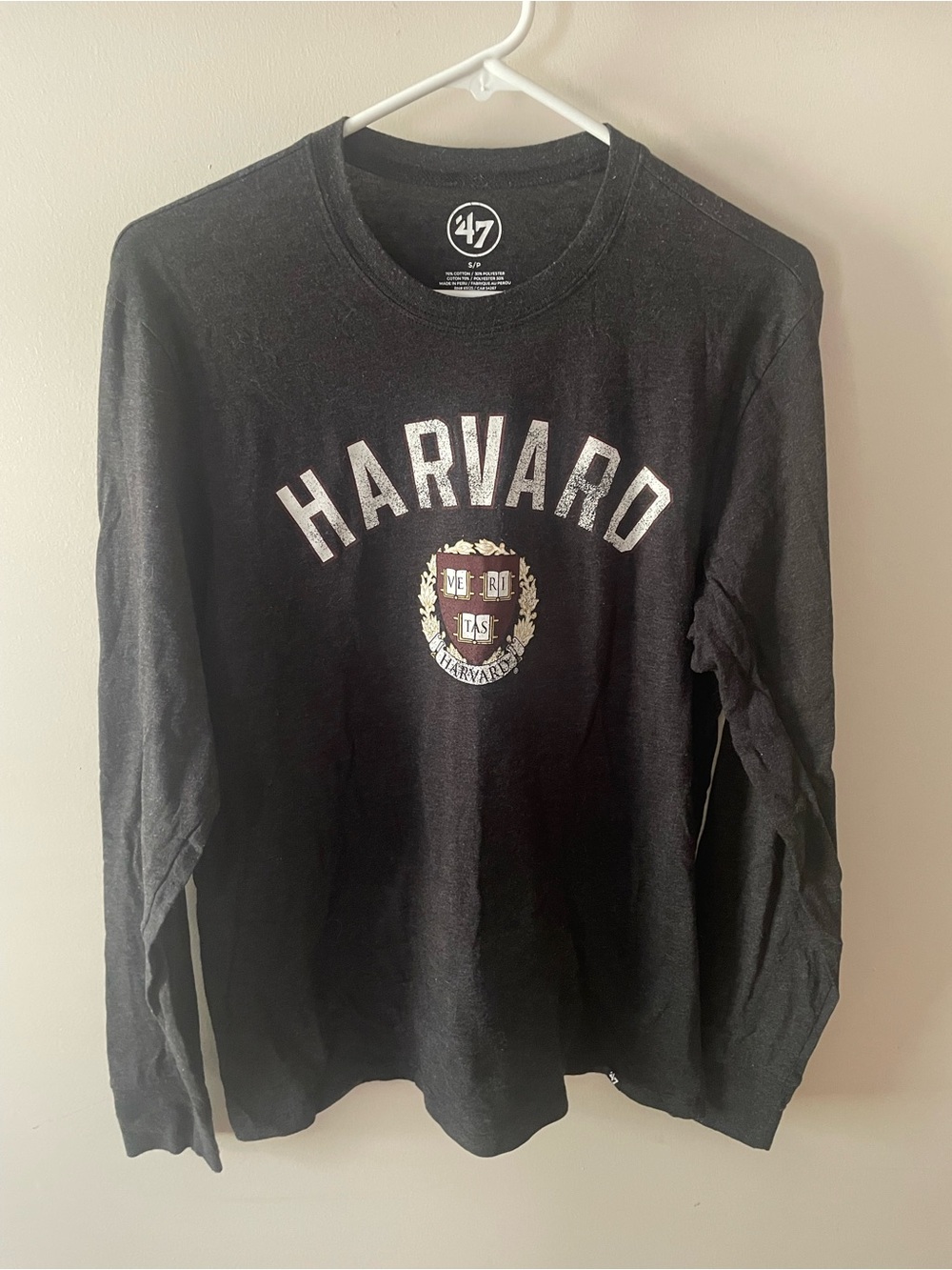 47 Harvard Black Crewneck Sweater with Crest
